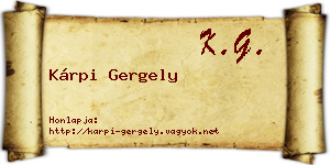 Kárpi Gergely névjegykártya
