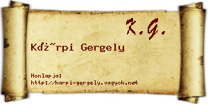 Kárpi Gergely névjegykártya